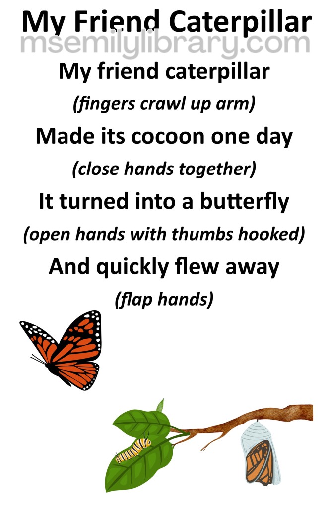 my friend caterpillar thumbnail, with a graphic of a tree branch with a caterpillar on the leaf, a cocoon hanging from the branch, and a monarch butterfly flying away. click the image to download a non-branded PDF
