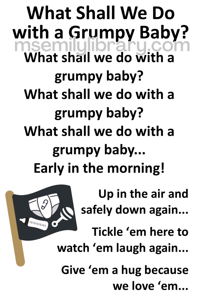 what shall we do with a grumpy baby thumbnail, with a graphic of a stylized jolly roger flag, with a diaper, bottle and rattle replacing the skull and crossbones. click the image to download a non-branded PDF