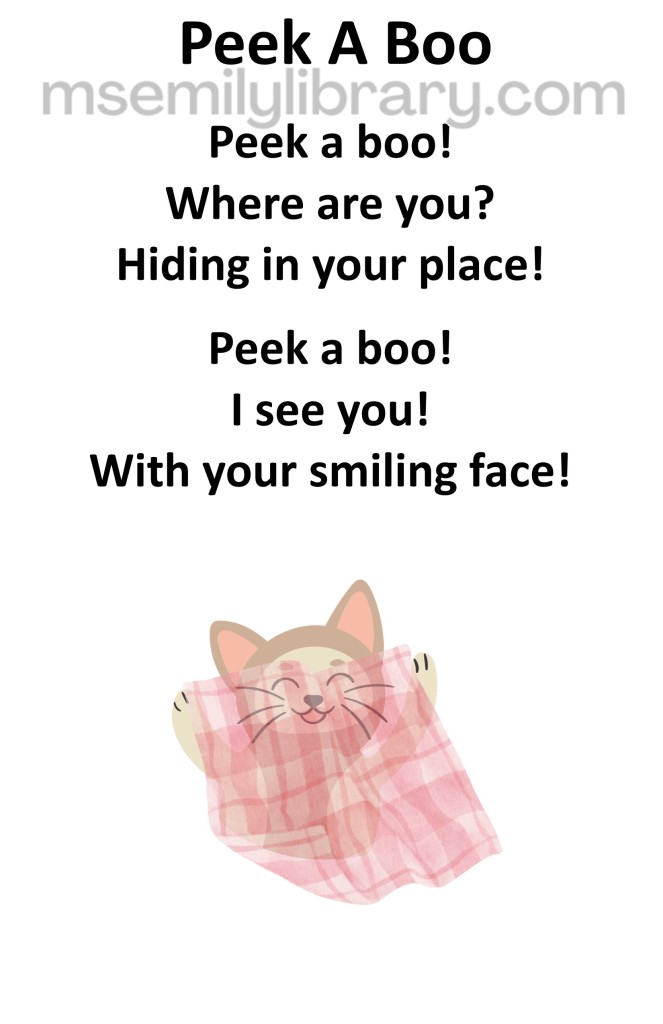 peek a boo thumbnail, with a graphic of  a cartoon cat holding a pink plaid transparent scarf in front of its face. click the image to download a non-branded PDF