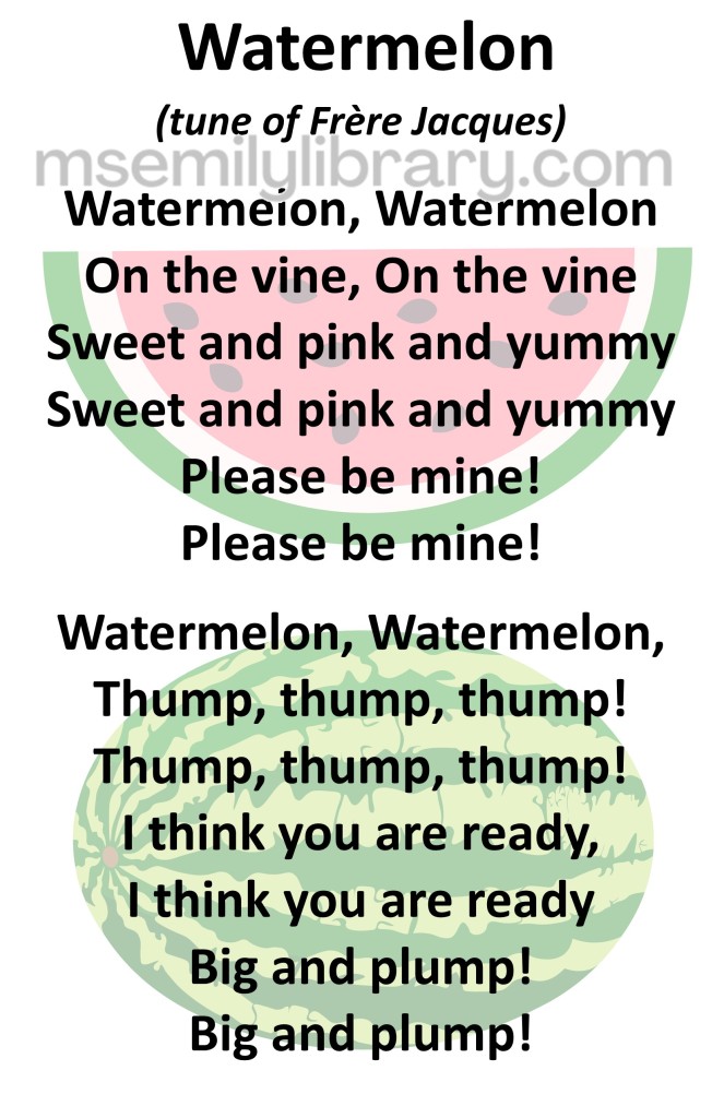 Watermelon thumbnail, with a graphic of  a whole watermelon and a slice of watermelon. click the image to download a non-branded PDF