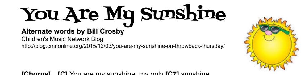 thumbnail of You Are My Sunshine ukulele songsheet.