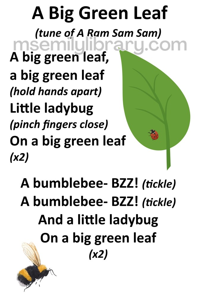a big green leaf thumbnail, with a graphic of a green leaf with a small ladybug crawling on it, and a black and yellow bumblebee flying opposite. click the image to download a non-branded PDF
