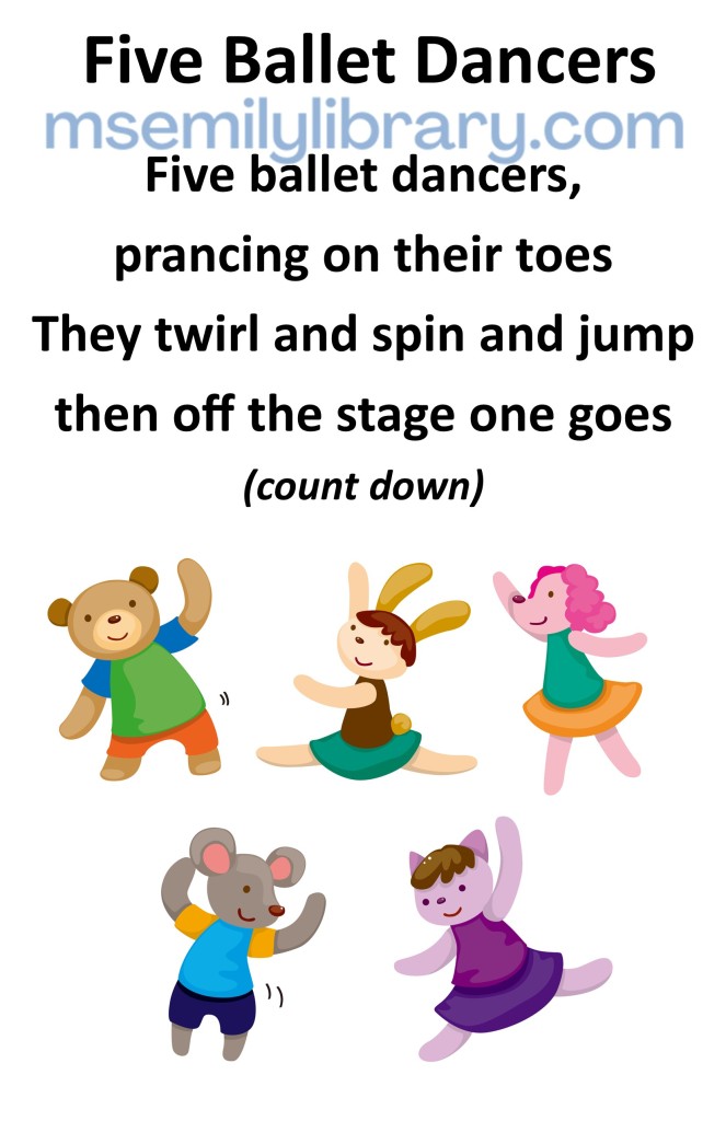 five ballet dancers thumbnail, with a graphic of the animals from the flannelboard. click the image to download a non-branded PDF