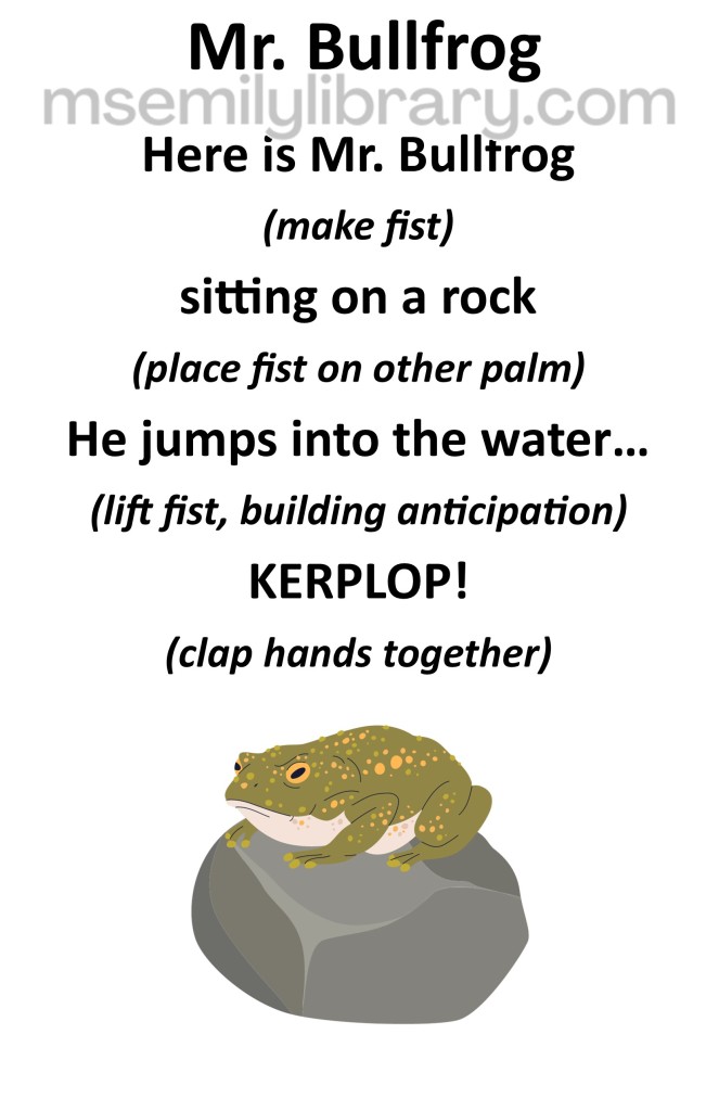 Mr. Bullfrog thumbnail, with a graphic of a realistic looking clipart bullfrog on a rock. click the image to download a non-branded PDF