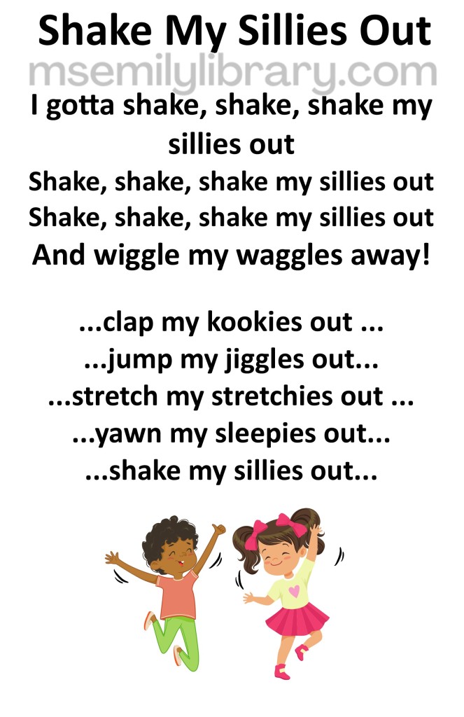 shake my sillies out thumbnail, with a graphic of two children dancing. click the image to download a non-branded PDF